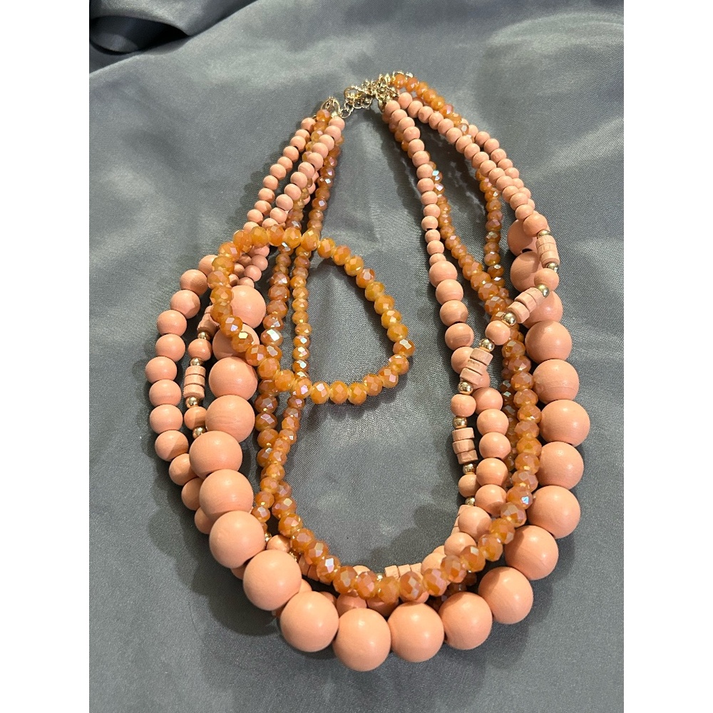 Peach Multi-Strand Fashion Necklace